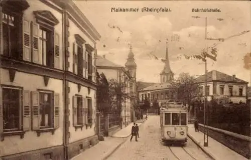 Ak Maikammer Rheinland Pfalz, Bahnhofstraße, Straßenbahn Richtung Neustadt