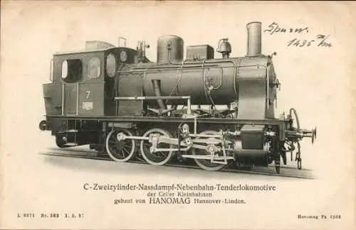 Ak C-Zweizylinder-Nassdampf-Nebenbahn-Tenderlokomotive, Eisenbahn, Hanomag