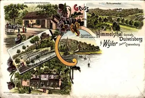 Litho Startjeshof Wyler Kranenburg am Niederrhein, Philosophental, Forellenteiche, Himmelstal