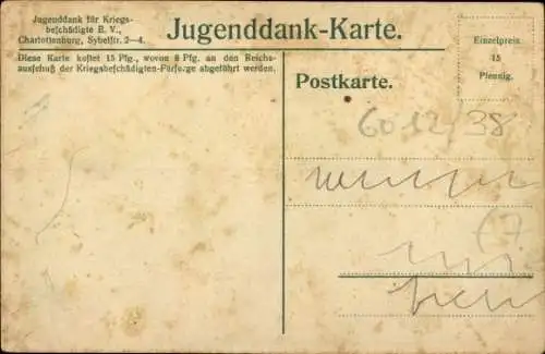 Ak Jugenddank für Kriegsbeschädigte, Kinder, Wappen