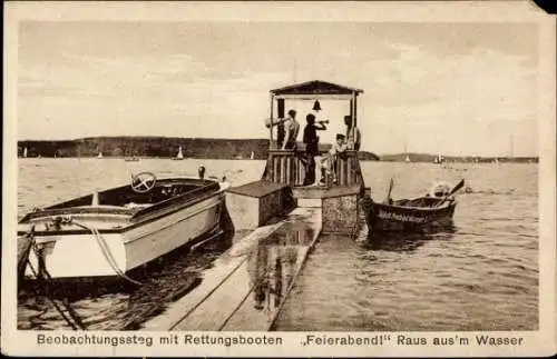Ak Berlin Zehlendorf Wannsee, Beobachtungssteg, Rettungsboote