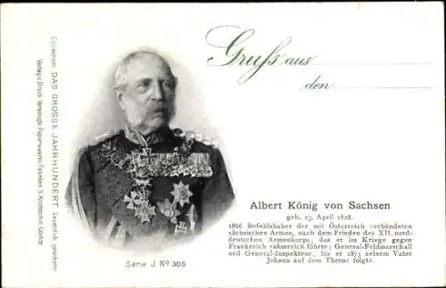 Ak König Albert von Sachsen, Portrait, Uniform, Orden, Esser's Seifenpulver