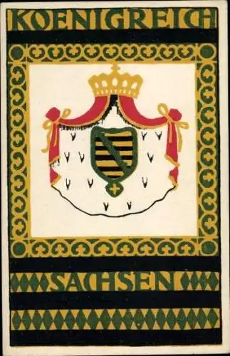 Passepartout Wappen Ak Königreich Sachsen, Kaiser- und Volksdank für Heer und Flotte