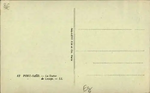 Ak Port Said Ägypten, Lessep Denkmal