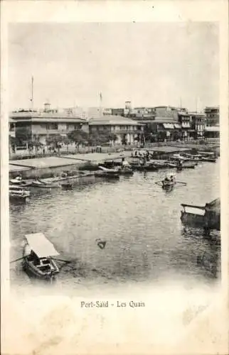Ak Port Said Ägypten, Kai, Hafenpartie