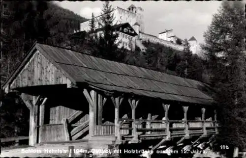 Ak Heinfels Tirol, Schloss Heinfels, Holzbrücke