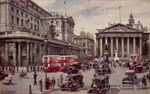 Künstler Ak London City England, Bank of England & Royal Exchange