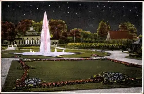 Ak Ludwigshafen am Rhein, Leuchtfontäne im Ebertpark, Sternenhimmel