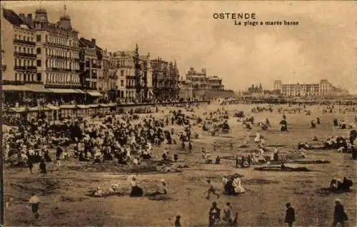 Ak Ostende Ostende Westflandern, Strand bei Ebbe