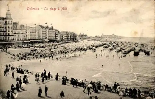 Ak Ostende Ostende Westflandern, Strand in Midi