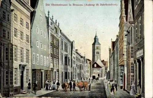 Ak Hansestadt Bremen, Obernstraße, Kirche, Personen, Ochsen