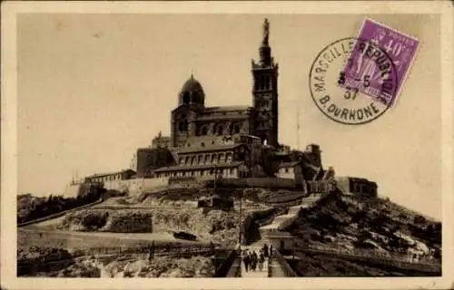Ak Marseille Bouches du Rhône, N.-D. de la Garde, Die Basilika