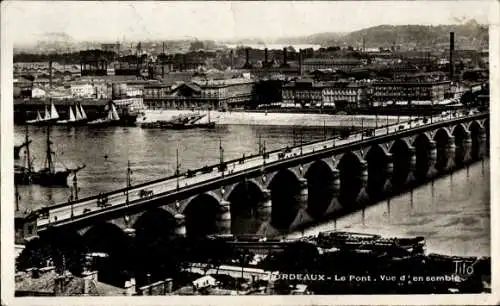 Ak Bordeaux Gironde, Pont, Vue d'ensemble
