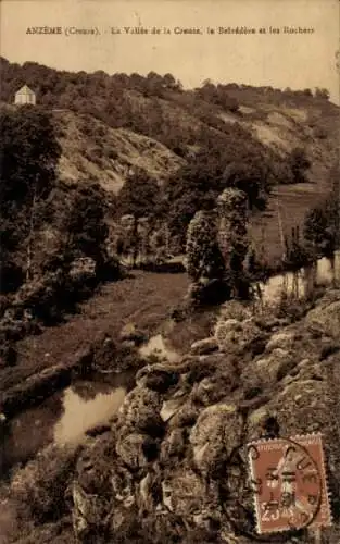 Ak Anzeme Creuse, Vallee de la Creuse, Belvedere, Rochers