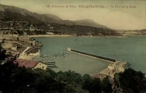 Ak Villefranche Alpes-Maritimes, Port et la Rade