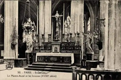Ak Paris IV, St-Gervais-Kirche, der Hochaltar und die Bronzen