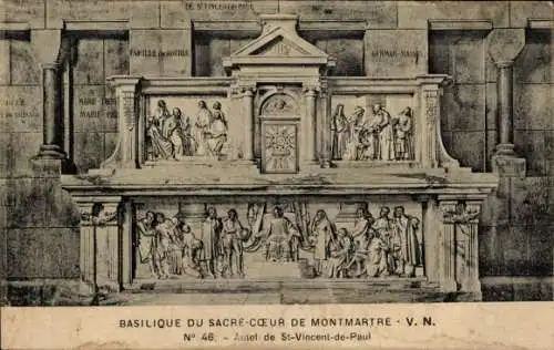 Ak Paris XVIII. Montmartre, Basilika Sacre Coeur, Altar von St. Vincent de Paul