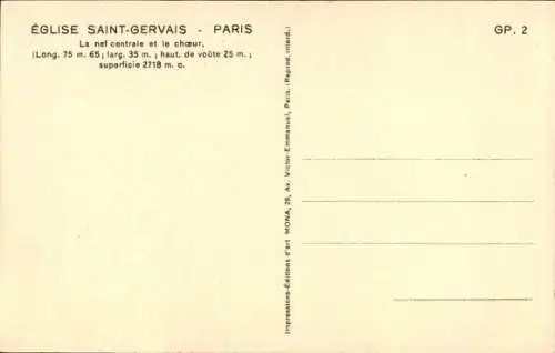 Ak Paris IV, St-Gervais-Kirche, Mittelschiff
