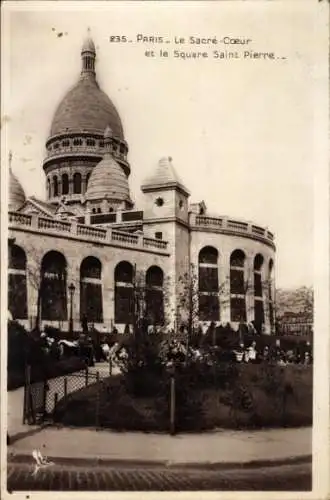 Ak Paris XVIII. Montmartre, Basilika Sacre Coeur, Square Saint Pierre