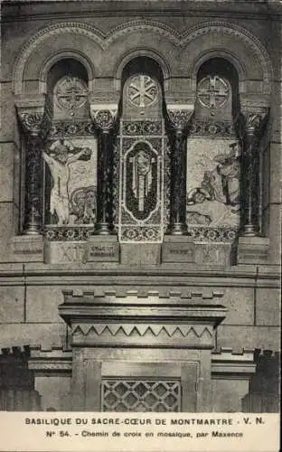 Ak Paris XVIII. Montmartre, Basilika Sacré-Coeur, Mosaik-Kreuzwegstationen