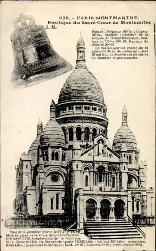 Ak Paris XVIII. Montmartre, Basilika Sacré-Coeur