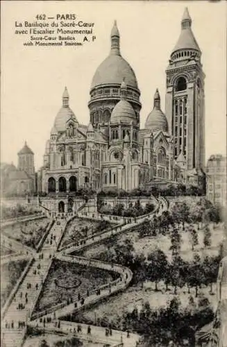 Ak Paris XVIII. Montmartre, Basilika Sacré-Coeur