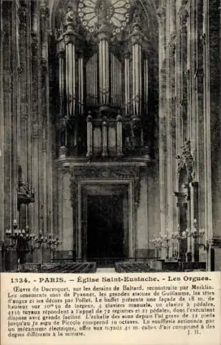 Ak Paris I Louvre, Kirche Saint-Eustache, die Orgeln