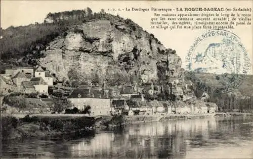 Ak La Roque Gageac Dordogne, Gesamtansicht