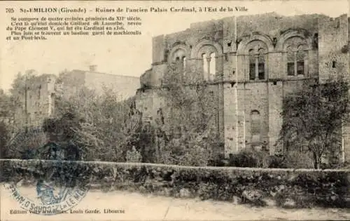 Ak Saint Emilion Gironde, Ruines de l'ancien Palais Cardinal