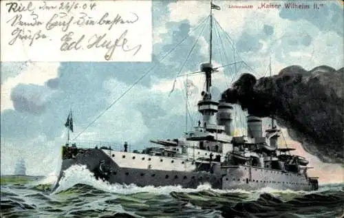 Ak Deutsches Kriegsschiff, SMS Kaiser Wilhelm II., Linienschiff, Kaiserliche Marine