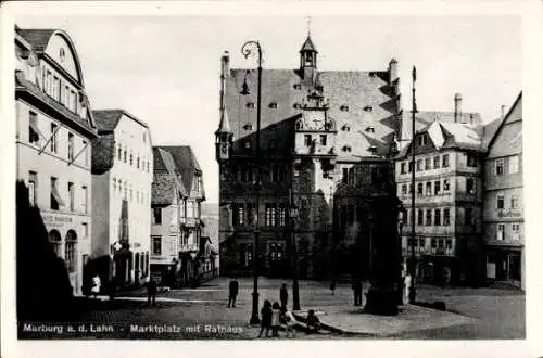 Ak Marburg an der Lahn, Marktplatz mit Rathaus