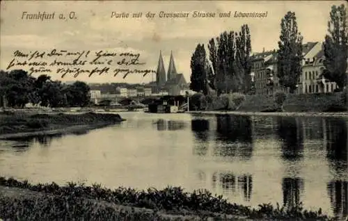 Ak Frankfurt a.d. Oder, Crossener Straße und Löweninsel