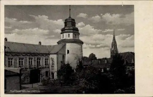 Ak Ueckermünde in Vorpommern, Haffbad, Turm, Kirche