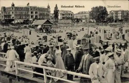Ak Ostseebad Ahlbeck Heringsdorf Usedom, Strand, Promenade, Strandkörbe