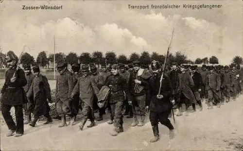 Ak Wünsdorf Zossen Brandenburg, Transport französischer Kriegsgefangener, I. WK