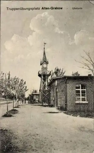 Ak Altengrabow Möckern in Sachsen Anhalt, Truppenübungsplatz, Uhrturm