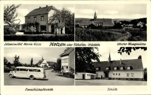 Ak Holzen in Niedersachsen, Lebensmittel Maria Risse, Kloster Ölinghausen, Omnisbus, Schule