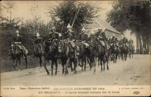 Ak En Belgique, Dragons lanciers francais sur la Route, Dragoniere, Lanzen, I WK