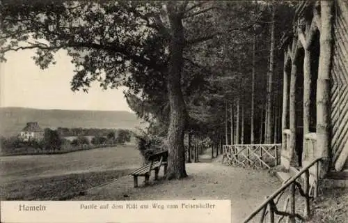 Ak Hameln an der Weser Niedersachsen, Partie auf dem Klüt am Weg zum Felsenkeller