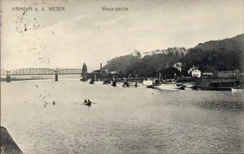 Ak Hameln an der Weser Niedersachsen, Weserpartie, Brücke