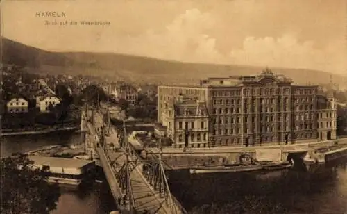 Ak Hameln an der Weser Niedersachsen, Weserbrücke
