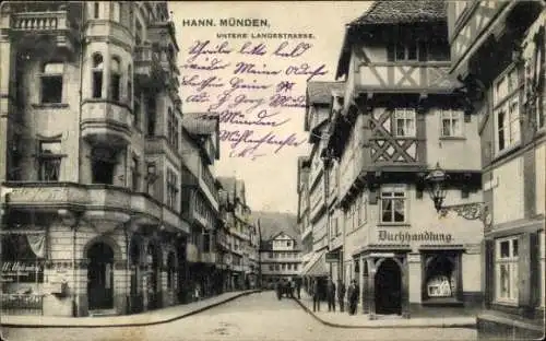 Ak Hann. Münden in Niedersachsen, Untere Langestraße, Buchhandlung