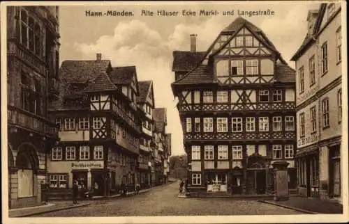 Ak Hann. Münden in Niedersachsen, Alte Häuser Ecke Markt u. Langestraße, Geschäft G. H. Müller