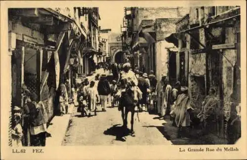 Ak Fès Fez Marokko, die Große Straße nach Mellah