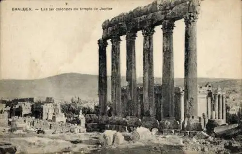 Ak Baalbek Libanon, Die sechs Säulen des Jupitertempels