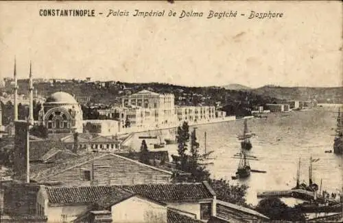 Ak Konstantinopel Istanbul Türkei, Kaiserpalast von Dolma Bagtché, Bosporus