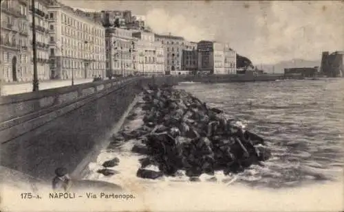 Ak Napoli Neapel Campania, via Partenope