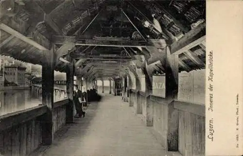 Ak Luzern Stadt Schweiz, Inneres der Kapellbrücke