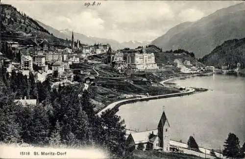 Ak Sankt Moritz Dorf Kanton Graubünden, Panorama
