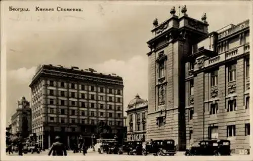 Ak Belgrad Beograd Serbien, Straßenpartie, Denkmal